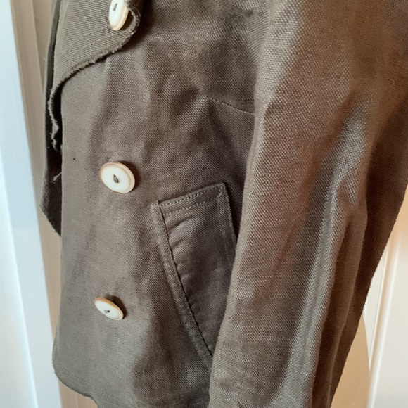 Unmarked Italian Linen Cropped Military Style Jacket - size 0 - Picture 6 of 10